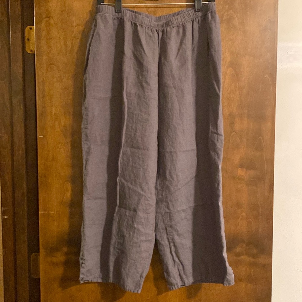 Flax Wide-Leg Linen Pants in Gray
